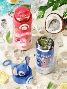 Stitch 450 Ml Pop-Up Lid Insulated Tumbler – Official Vacuum Stainless-Steel Travel Mug, Double-Wall Copper Lined 12 H Hot / 24 H Cold, One-Hand Pop-Button Straw Spout, Powder-Coat No-Slip Pastel-Blue Finish, Cute Hawaii Alien 3D Print, Fits Car Cup-Holder & Backpack Pocket, Reusable Summer Cup, Perfect Gift For Teens Adults School Office Gym Beach Picnic - Stitch - View 5