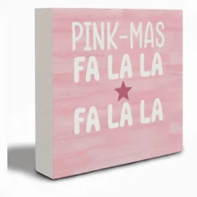 Christmas Festive Pink PVC Sign, "I'm Dreaming Of A Pink Christmas" Desk Decor, Home & Office Holiday Ornament For Various Room Types, Indoor Non-Electric Collectible Figurine - Pack Of 1 - Pink - View 13
