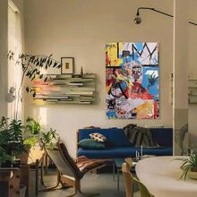Framed 1pc Jean-Michel Basquiat Abstract Graffiti Art Poster - Vibrant Colorful Canvas Wall Art, Square Frame With Hook Mount, Perfect For Living Room, Bedroom, Office, Studio, And Gallery Decoration, Wall Art Decor - Đóng khung - Xem 4