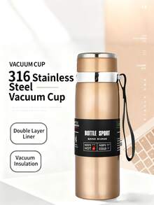 Botella de agua de boca ancha con aislamiento al vacío de acero inoxidable de estilo minimalista, diseño de unicolor antideslizante, muy práctica. Diseño de boca ancha para un llenado y limpieza fáciles, material de acero inoxidable y confiable, gran capacidad que satisface las necesidades diarias de bebida y compartir. Adecuada para conducción a larga distancia, oficina diaria, bebida al aire libre, ir a la escuela, picnics, campamentos y escenarios de uso familiar. - Multicolor - Ver 2