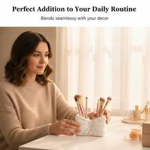 2个蝴蝶结造型牙刷架，可爱牙刷化妆品收纳架，蝴蝶结装饰，个性化蝴蝶结牙刷整理器，浴室台面配件，家居卫浴用品（粉色/白色），也可作桌面花瓶装饰 - 彩色 - 查看 4