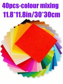 10/20/40pcs Rainbow Nonwoven Felt Fabric Sheets, Mixed Color Solid Pattern, Flat Hard Felt Cloth Shape, 1mm DIY Material, Multi-Size 10-40cm For Sewing, Patchwork, Scrapbooking, Party Decor, Halloween,Christmas Decor - Multicolor - View 11