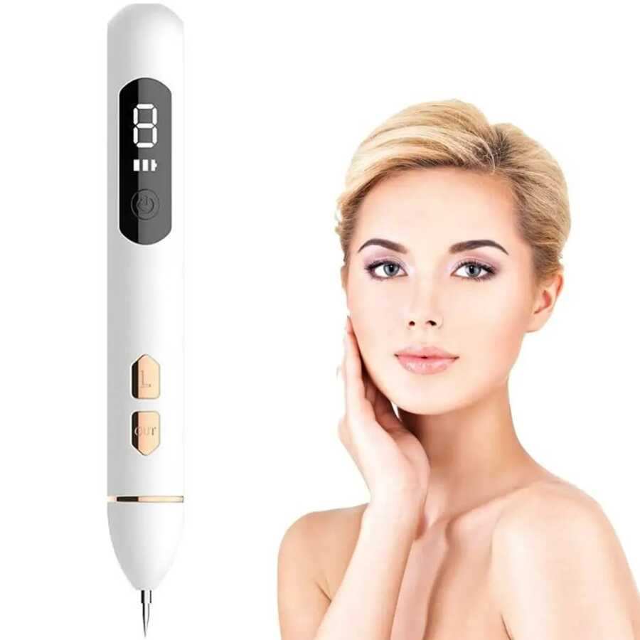 Skin Tag Remover Black Dots Blemish Laser Plasma Pen Mole Wart Eliminator Freckle Dark Spots Removal LCD Display 9 Levels - 白色 - 查看 1