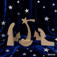 Artisan Minimalist Nativity Set - Handcrafted Wooden Figures For Modern Christmas Displays, Halloween Arrangements & Year-Round Spiritual Accents,Christmas Decoration Room Decoration Christmas - Birth Wooden 7-piece Set - View 3