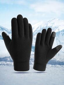 1 Pair Unisex Fashion Autumn/Winter Warm Gloves, Thick Double-Layer Fleece Cold-Proof Touchscreen Gloves, Suitable For Outdoor Sports, Driving, Running, Hiking, Cycling - Multicolor - View 3