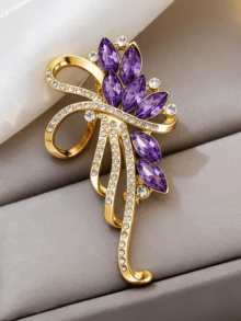 1 pieza Broche elegante de flor de Crepe Myrtle de cristal, accesorio de moda versátil - Bauhinia - Ver 9