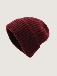 1 件双面针织帽，简约纯色宽松版型，男女皆宜的保暖护耳帽，秋冬款 - 1pcs - 查看 44