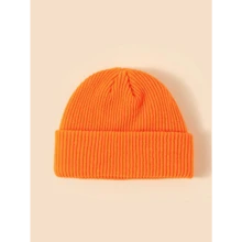 1 Piece Of Knitted Beanie, Woolen Beanie Hat For Autumn And Winter, Melon Skin Hat, Outdoor Couple Hat - 黑色 - 查看 11