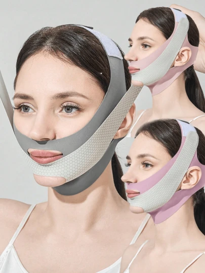 1pc/2pcs Women Elastic Face Lifting Bandage V-Line Sleeping Mask, Breathable And Reusable Face Slimming Strap, Suitable For Daily Wear, TV Watching, Exercise Or Leisure