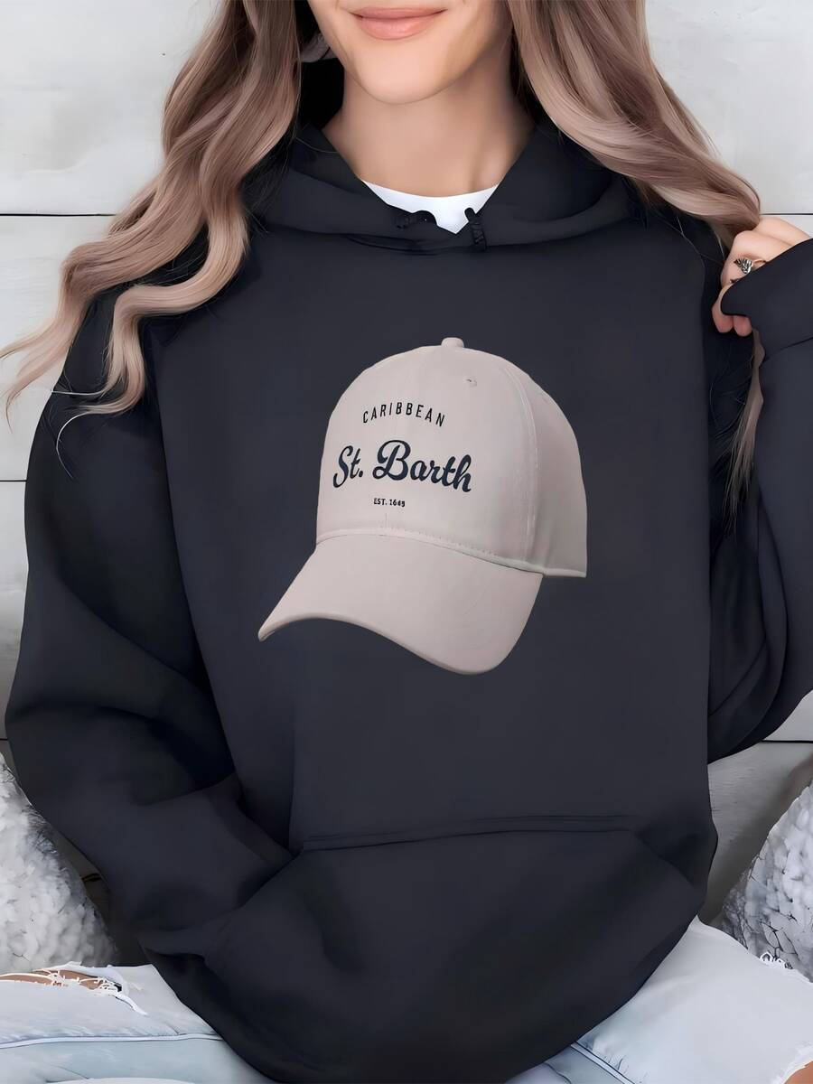 Women St Barths Baseball Cap Saint Barthélémy Dad Hat Caribbean Island Gift St Barthélémy Souvenir Saint Barths Travel Barths Luxury Yacht Hoodie - 黑色 - 查看 1