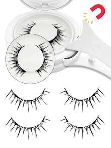 FindLove 2对装磁性假睫毛套装，自然浓密精致，带佩戴夹，单根假睫毛，高品质可重复使用，专业磁性假睫毛套装 - 尖尾漫畫款 - 查看 6