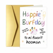 1pc Funny Birthday Card From Dog Cat,Happy Birthday To My Favourite Human Cards