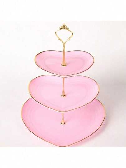 3-Tier Heart Shaped Cake Stand For Creative Wedding, Birthday Party, Candy, Dessert, Afternoon, High Tea ,Valentines Wedding, Birthday,Easter,Party Favors, Parties, Valentine'S Day, Black Valentine DAY, Valentines Wedding