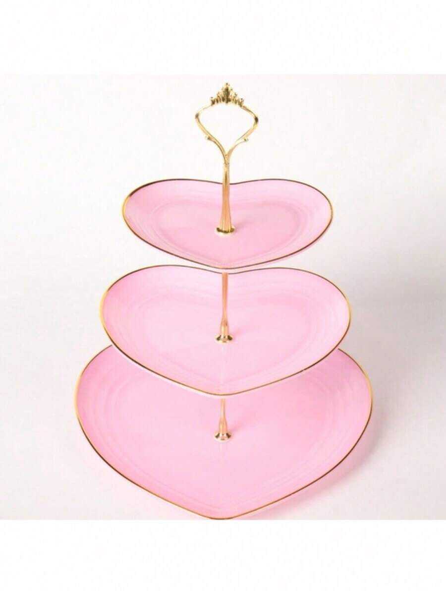 3-Tier Heart Shaped Cake Stand For Creative Wedding, Birthday Party, Candy, Dessert, Afternoon, High Tea ,Valentines Wedding, Birthday,Easter,Party Favors, Parties, Valentine'S Day, Black Valentine DAY, Valentines Wedding - Multicolor - View 1