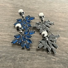 1 Pair Gothic Punk Skull Stud Earrings For Women/Men Jewelry Accessories Fashion Blue/Purple Rhinestones Zirconia Earrings/Geometric Earrings Holiday Gifts Everyday Jewelry, Elegant Accessory