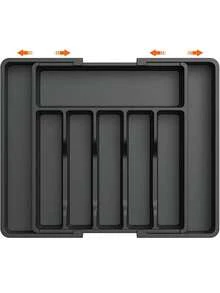 (2-7 Daysmust Arrive)1Pc Expandable Adjustable Kitchen Drawer Organizer - Space-Saving Utensil And Silverware Holder, Utensil Tray Kitchen, In-Cabinet Utensil Caddy, Cutlery Holder, Adjustable Plastic Storage Spoons Forks Knives, Flatware And Cutlery Holder For Knives, Forks, Spoons, Chopsticks, Cooking Utensils Storage, Knife & Fork Drawer Divider, Storage Container, Utensil Holder, Kitchen Utensils, Dish Drying Rack, Organziers Storage, Home Decoration, Kitchen Deccor, Home Gifts, Room Decoration 13" - 22"W, 14.8"L, Black Christmas Gifts Valentine's Day Halloween/Christmas Gifts, Back-To-School Season, Kitchen Items, Kitchen Gadgets, Kitchen Storage, House Essentials, Cocina Accesorios - 彩色 - 查看 13