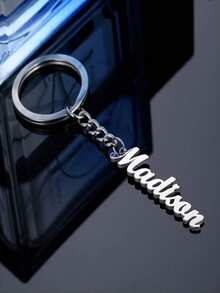 One Custom Name Tag Keychain, Personalized Letter Stainless Steel Key Chain Ring, Perfect For Father's Day, Mother's Day, Birthday, Valentine's Day, And Christmas. - [silver] - View 2