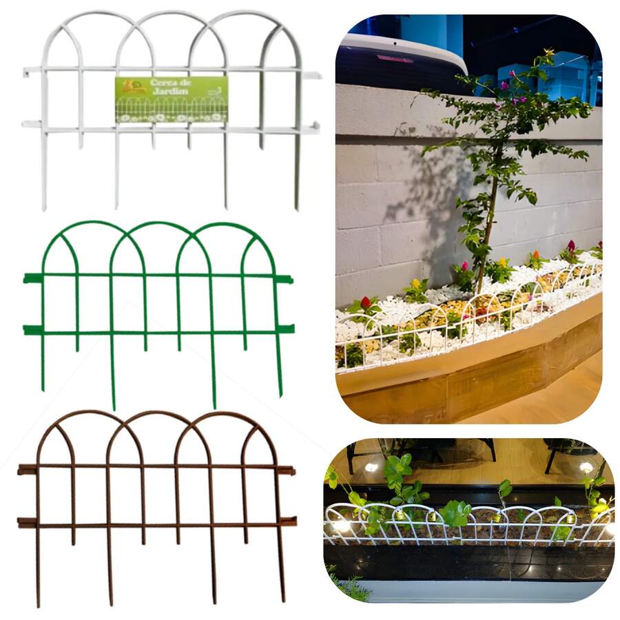 Kit Of 3 Roman-Style Plastic Garden Fences For Flowerbeds And Gardeners - Rust Brown - View 1