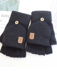 Winter Knitted Thermal Half-Finger Gloves With Flip-Up Convertible Mittens Unisex Snap Fastening Gloves Winter Thermal Touchscreen-Compatible Half-Finger Gloves Suitable For Cycling Hiking And Winter Outdoor Activities Women's Fingerless Gloves Fitness Gloves Fitness Accessories Cycling Accessories - Multicolor - View 14