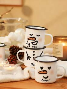 1pc Customizable Snowman Family Mug, Personalized Christmas Gift Set | Couples, Friends Holiday Gift Matching Mug Set, Suitable For Hot Chocolate, Coffee, Tea - Christmas Cups - View 6