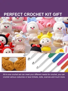 钩针、手柄钩针、U型剪刀，可固定毛线，使针脚均匀，钩织更持久，柔软舒适，方便放入背包、行李箱、手提箱，可用于制作毯子、宠物衣服、帽子、毛巾、手套，送给家人、爱人、朋友、邻居、同学，圣诞节、新年礼物皆宜。 - 彩色 - 查看 7