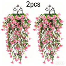 2件装人造白色花藤悬挂装饰，适用于庭院、室内/室外，可用于婚礼、母亲节、父亲节、毕业典礼和夏季装饰，户外仿真花，婚礼装饰，人造植物，季节性装饰，农舍风格，防水装饰，活动策划