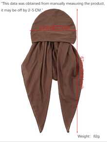 1条女士时尚纯色弹力头巾，休闲百搭简约针织头巾，透气吸汗，适合日常佩戴。 - 棉麻鬆緊頭巾帽 - 查看 2