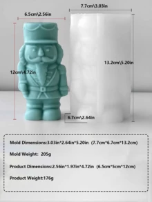 胡桃夹子士兵硅胶模具，家居装饰3D树脂浇铸模具，可用于制作香薰蜡烛或香薰石膏饰品，硅胶材质，易于拆卸，可重复使用，制作创意手工艺术饰品，圣诞节、母亲节、父亲节、万圣节等节日礼物。 - 白色 - 查看 9