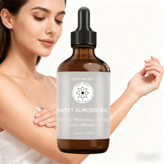 甜杏仁油，混合甜杏仁油 - 4 液体盎司 - 100% 纯天然 - 优质护肤护发基底油 - 适用于头发和身体 - 按摩 - 不含己烷