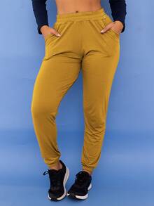 Women's Gym Jogger Pants With Pocket Loose Cuff Walking Yoga Tarelles - 黃色 - 查看 8