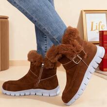 FZY 2026 Winter Ankle Boots And Short Boots, Anti-Slip Winter Ladies' Shoes - Fashionable Mid-Calf Boots - Thick-Bottom Ladies' Ankle Boots, Lightweight And Shock-Absorbing Outdoor Sports Boots - Enlarged Size Ladies' Fleece Boots, Elegant Thick-Soled Shoes - Elegant Ladies' Shoe Styles - Cold-Proof And Warm Snow Boots, Suitable For Outdoor And Casual Winter Ladies' Shoes - Flat Ladies' Boots, Black Boots - Brown Boots - Fur Boots, Perfect Christmas Decorations And Christmas Gifts.Valentine's Day Romantic Attraction EdgyElongate Women's Boots - 棕色 - 查看 3