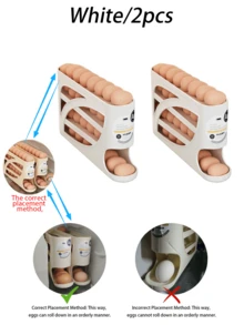 1 件/2 件 4 层大容量滑动鸡蛋储存盒，厨房冰箱鸡蛋收纳盒，鸡蛋架，自动滚动，节省空间的设计，适用于厨房台面、橱柜、冰箱侧门、厨房储物盒和橱柜、厨房配件、冰箱储物盒、零食盒、香料容器、鸡蛋、水果