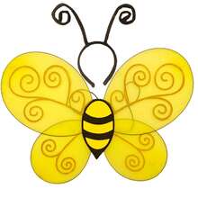 Conjunto de disfraz de abeja, incluye diadema y alas de abeja, apto para hombres y mujeres, regalo de Navidad - Amarillo - Ver 1