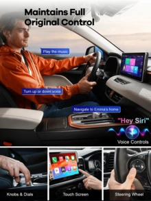 REMAX 2 In 1 Wireless Carplay Adapter Compatible With Apple CarPlay & Android Auto; Mini Size; Plug & Play; Car Play Wireless Adapter Compatible With IPhone IOS 6+, Android 11+, Fast And Stable Connection; Car Accessories, Super Practical Car Stuff - M26 - Xem 4