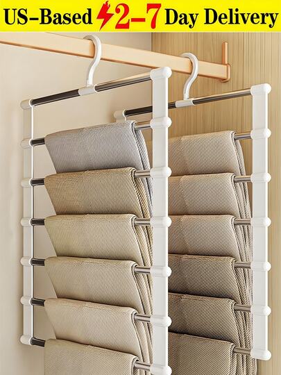 (2-7 Daysmust Arrive)2Pcs Magic Pant Rack - Foldable Jeans Hanger, Pants Hangers Space Saving Up To 80% Cloud Ladder Design, Closet Organization And Storage, Foldable Trousers Scarf Hangers Collapsible 7 Layer Jeans Hanger, Coat Rack, Clothes Organizer, Hangers For Clothes, Clothing Rack, Closet Storage, Clothes Hangers, Cloud Ladder Pants Hangers, Pants Hangers Non Slip, Multi-Layer Pants Hanger, Closet Storage Organizer, Clothes Storage, Closet Orginizer, Storage Cabinet, Closet Storage, Closet Orginizer, Storage Bins, Clothing Rack, Under Bed Storage, Multi-Function Storage Rack For Pants, Leggings, Scarves, Ties, Sheets, Storage Container, Wardrobe Organization Dorm Room Essentials Closet Organizers And Storage Hangers For Clothes, Home Essentials Christmas, Room Decor, College Essentials, House Essentials, Household Items