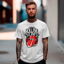 Rock In Roll Casual T-Shirt - 白色 - 查看 1