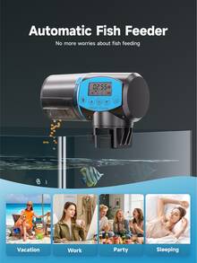 200ml/6.76oz Automatic Fish Feeder With Display Screen And Timer, Suitable For Small, Medium Fish Tanks And Large Aquariums - Multicolor - View 6