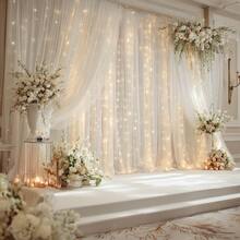 2pcs/4pcs Tirai Luar Ruangan Semi-Transparan Gaya Klasik - Kelambu Anti Nyamuk Poliester Rajut, Cocok Untuk Teras, Gazebo, Pergola - Desain Kantong Tiang, Transparan, Bernapas, Tanpa Lapisan - Kombinasikan Beberapa Bagian, Ideal Untuk Penggunaan Musim Panas - Putih - View 15