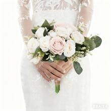 باقات زفاف بوهيمية للعروس والوصيفات، زهور الورد الاصطناعية باللون الوردي الشمبانيا لديكور حفل الزفاف، باقات العروس، ترتيبات زهور الزفاف، ديكورات المنزل والطاولات المركزية، زهور الورد الاصطناعية للرمي في حفل الزفاف المدني، اكسسوارات عيد الحب - وردي - مشاهدة 13