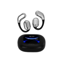 Lenovo 联想投资 QT02 基础版 AI 翻译耳机（无 AI 翻译功能），无线蓝牙耳机，智能实时翻译，开放式设计，彩色多功能显示屏，超长续航，运动耳挂，蓝牙 5.4，低延迟，无线睡眠耳机，黑色