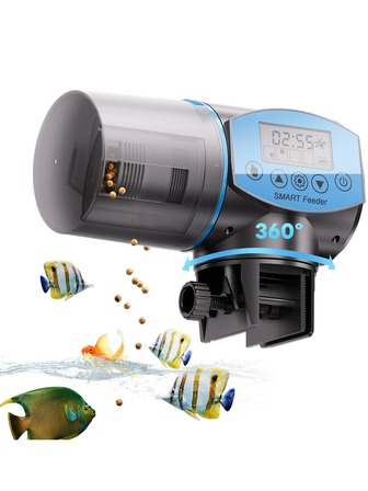 200ml/6.76oz Automatic Fish Feeder With Display Screen And Timer, Suitable For Small, Medium Fish Tanks And Large Aquariums