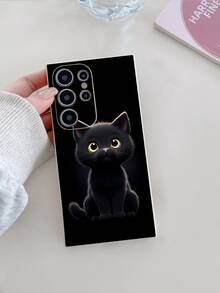 Fundas para teléfono populares. Gato negro misterioso .Cómodas al tacto. Compatibles con Apple  16, 15, 14, 13, 12, 11, Pro, Max, Plus, X, XR, XS Max y  S24, S25, S23, S22, S21, S20, A35, A34, A32, A55, A54, A15, A13, A14, A12. - Blanco - Ver 4