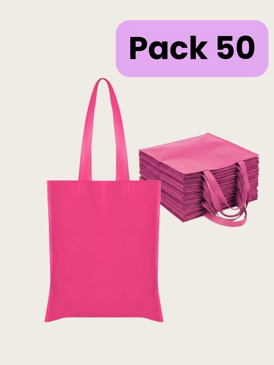Roly Pack Of 50 Heat-Sealed Bags (48-Hour Delivery) - 12 Colors Available - Made Of Non-Woven Fabric, With A Long Handle, Withstands Up To 6kg Of Weight - Ideal For Gifts, Events, Promotional Gifts, Everyday Life, Unisex - Hot Pink - View 1