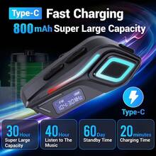 1/2 piezas Casco de motocicleta 2 en 1 con auriculares inalámbricos, radio FM estéreo, intercomunicador inalámbrico, manos libres, cancelación de ruido, batería de litio recargable, carga tipo C, negro, comunicación para motocicleta | Equipo de motocicleta moderno | Auriculares duraderos - 1 - Ver 6