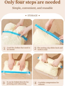 旅行压缩袋 - 免真空节省空间 - 蓝色旅行必备背包行李轻便收纳袋、压缩袋、旅行衣物压缩袋 - 彩色 - 查看 9
