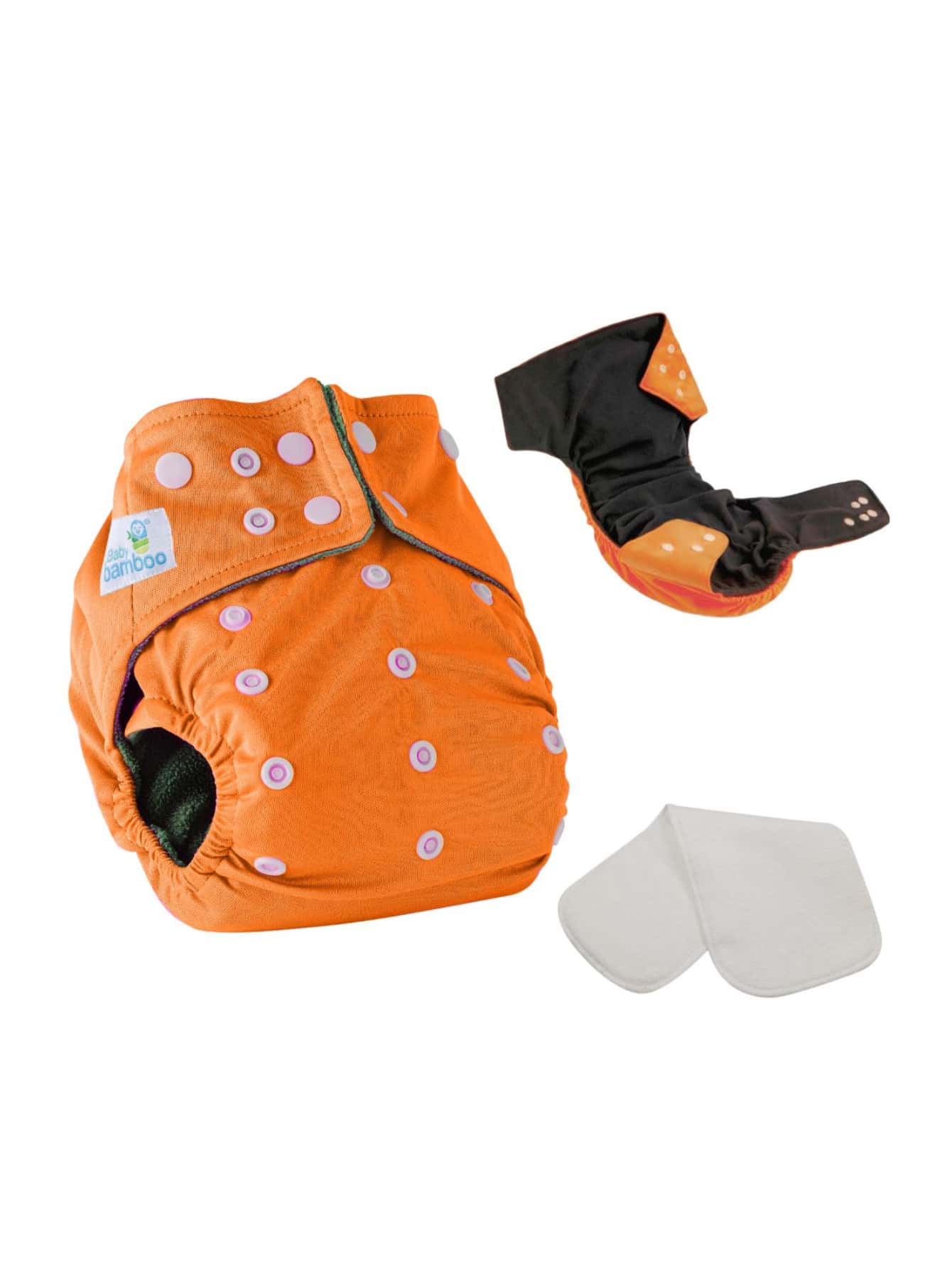 BABYBAMBOO Reusable Bamboo Cloth Diaper + 2 Inserts 4 Layers Of Microfiber - Burnt Orange - View 1