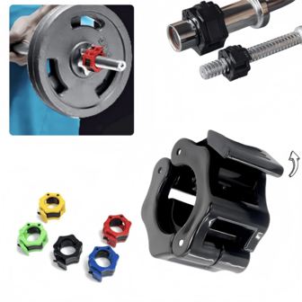 1.96inch/0.98inch Barbell Clamps, Single Sturdy ABS Locking Barbell Collars For Professional Training, Powerlifting And Workout, Barbell Collar Quick Release Suitable For 2-Inch Barbell, Red Barbell Collars, 2-Inch Quick Release Locking Pair, Barbell Clips For Weightlifting Fitness Training