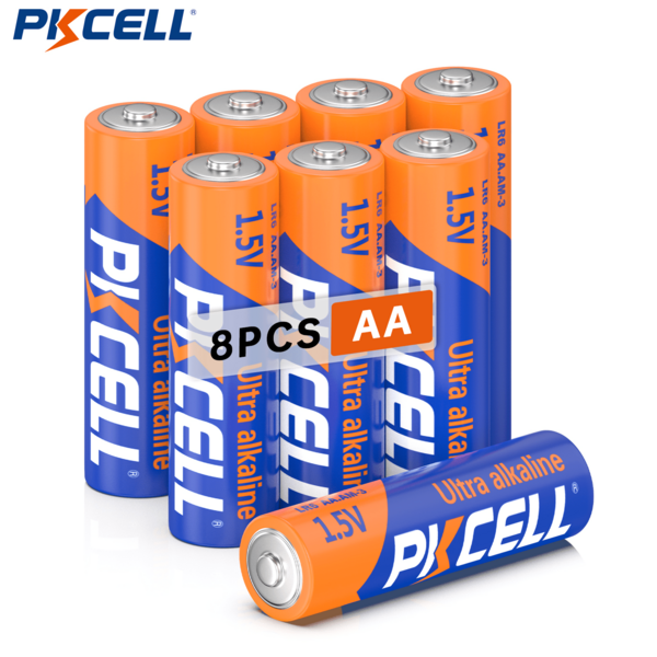 PKCELL 8 Stück AA 1,5V LR6 Einweg-Alkalibatterien, Hochleistung, langanhaltend, geeignet für Fernbedienungen, Uhren, Türklingeln, Gasherde, Warmwasserbereiter, Autoschlüssel, Spielcontroller, Taschenlampen usw. 10 Jahre Haltbarkeit, geringer Stromverbrauch, ideal für den täglichen Gebrauch, Weihnachten, Neujahr, Valentinstag, Ostern Batterie-Reserven.