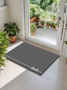 One Silicon Mud Kitchen Mat, High-End Linear Pattern Kitchen Floor Mat With Light Luxury Style, Cushioned & Anti-Fatigue Kitchen Rug, Water Absorbent Quick Drying Non-Slip Mat For Kitchen, Bathroom, Entrance, Laundry Room Etc. - smile-dark gray - View 6