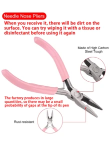 KLONKEE Handmade Jewelry Making Needle-Nose Pliers, DIY Tools, Nariz Herramienta, Jewelry Pliers. (If You Find Any Stains On The Product After Receiving It, Please Don't Worry, It's Just The Trace Of Anti-Rust Oil, Which Can Be Wiped Off Easily.) - Pink - View 4